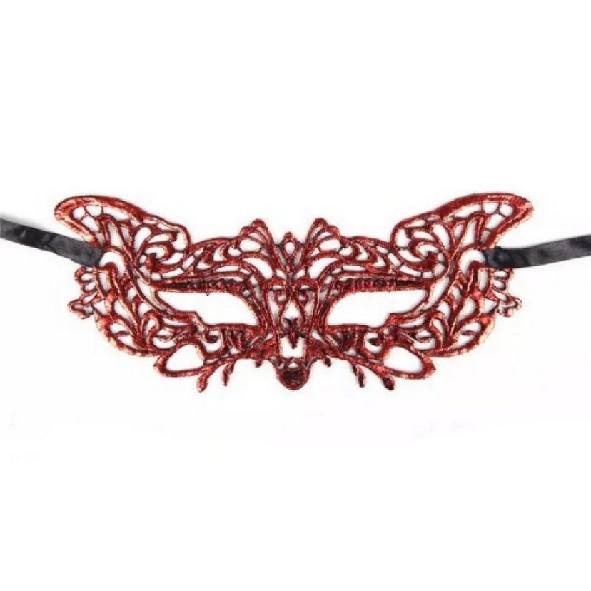 Kadınlar için Kırmızı Dantel Maske - Görsel 2