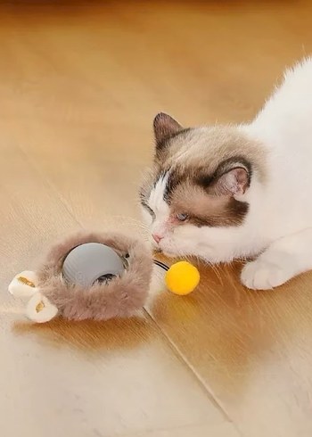 Renkli Tüylü Kedi Oyuncağı Top - Görsel 2