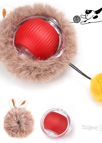 Renkli Tüylü Kedi Oyuncağı Top - Görsel 3