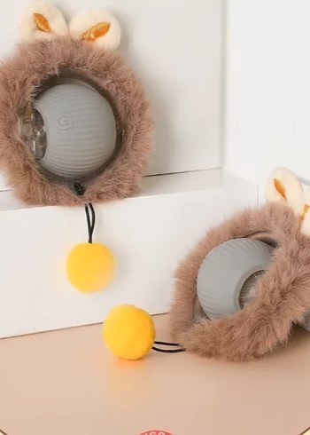 Renkli Tüylü Kedi Oyuncağı Top - Görsel 5