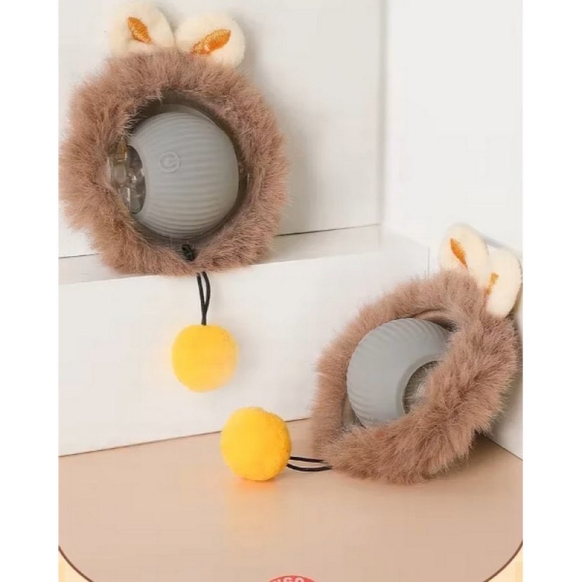 Renkli Tüylü Kedi Oyuncağı Top - Görsel 5