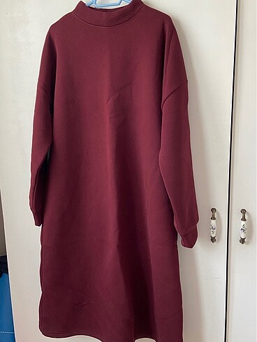 l Beden Uzun Polarlı Sweatshirt Tunik-Elbise