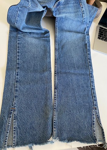 Diğer yüksek bel yırtmaçlı oaça straight jean