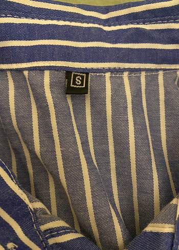 Kadın Mavi Çizgili Pamuklu Gömlek - Görsel 2