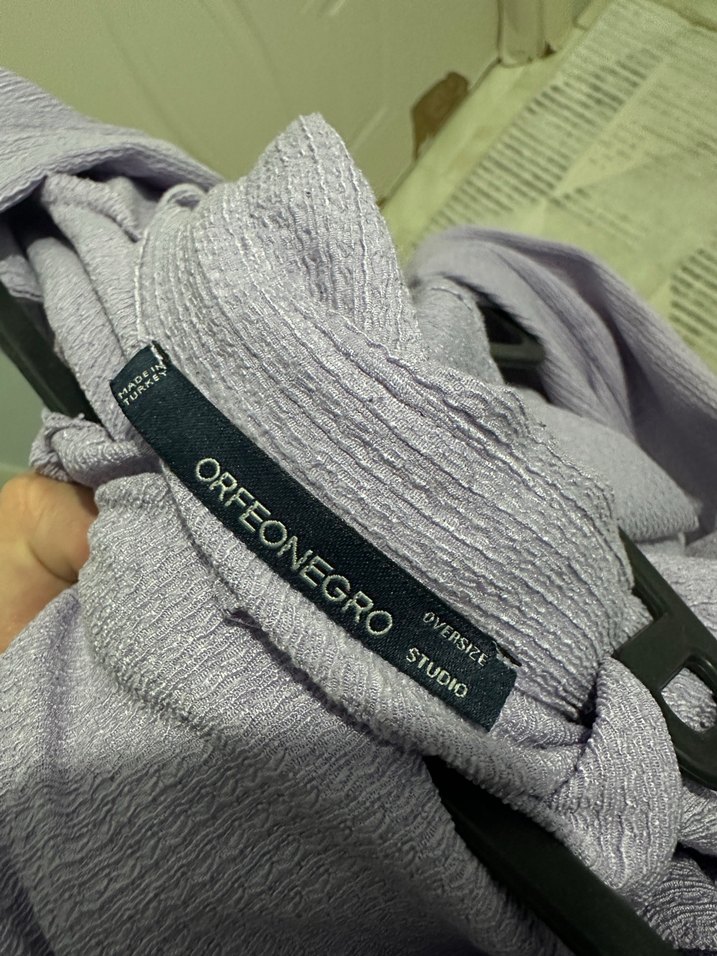 Lila Kadın Keten Gömlek pantolon takım - Görsel 2