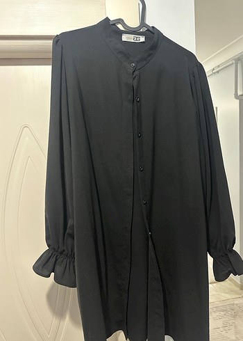 Bej Uzun Kollu Keten Gömlek Tunik - Görsel 4