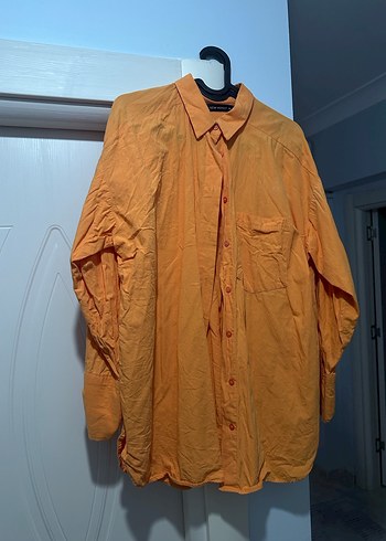 Bej Uzun Kollu Keten Gömlek Tunik - Görsel 8