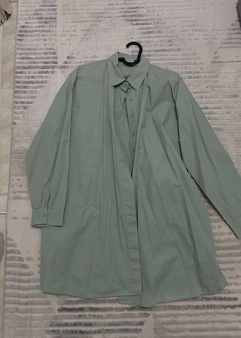 Bej Uzun Kollu Keten Gömlek Tunik - Görsel 13