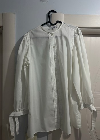 Bej Uzun Kollu Keten Gömlek Tunik - Görsel 10