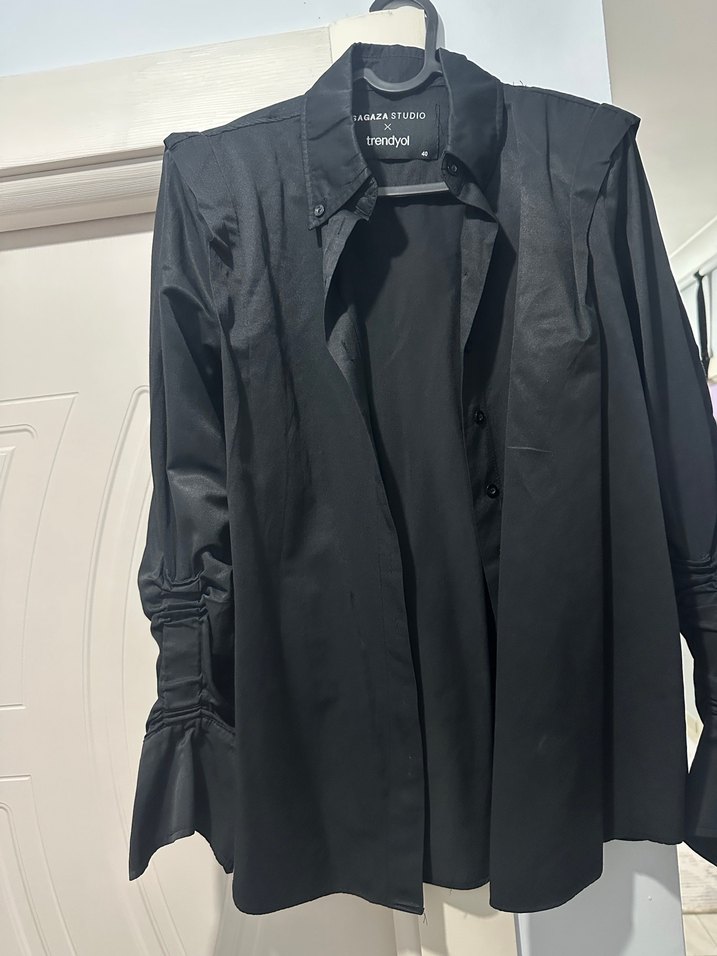 Bej Uzun Kollu Keten Gömlek Tunik - Görsel 5