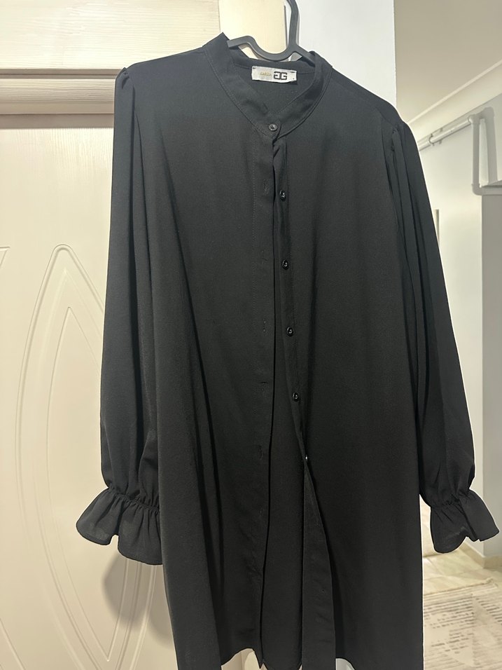 Bej Uzun Kollu Keten Gömlek Tunik - Görsel 4