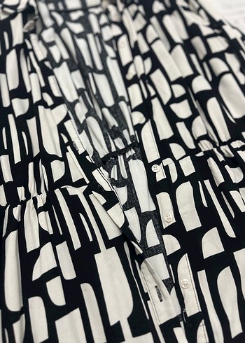 Desenli Kadın Kumaş Tulum Siyah Gri - Görsel 2