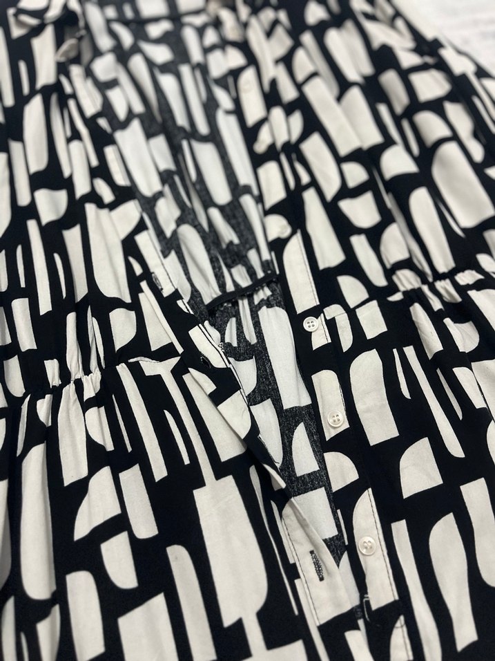 Desenli Kadın Kumaş Tulum Siyah Gri - Görsel 2