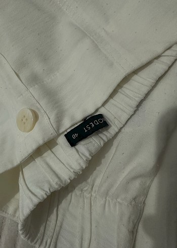 Beyaz Rahat Kesim Keten Kadın Pantolon - Görsel 3