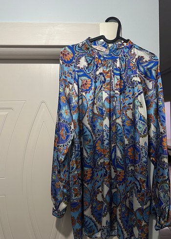 Beyaz Midi Uzun Kollu Salaş Tunik - Görsel 2