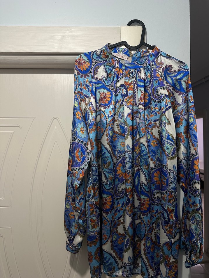 Beyaz Midi Uzun Kollu Salaş Tunik - Görsel 2