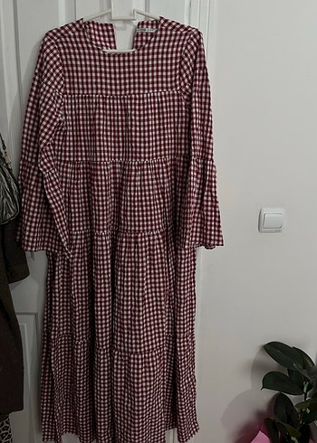 Düğmeli Bordo Kareli Hamile Bluzu - Görsel 3