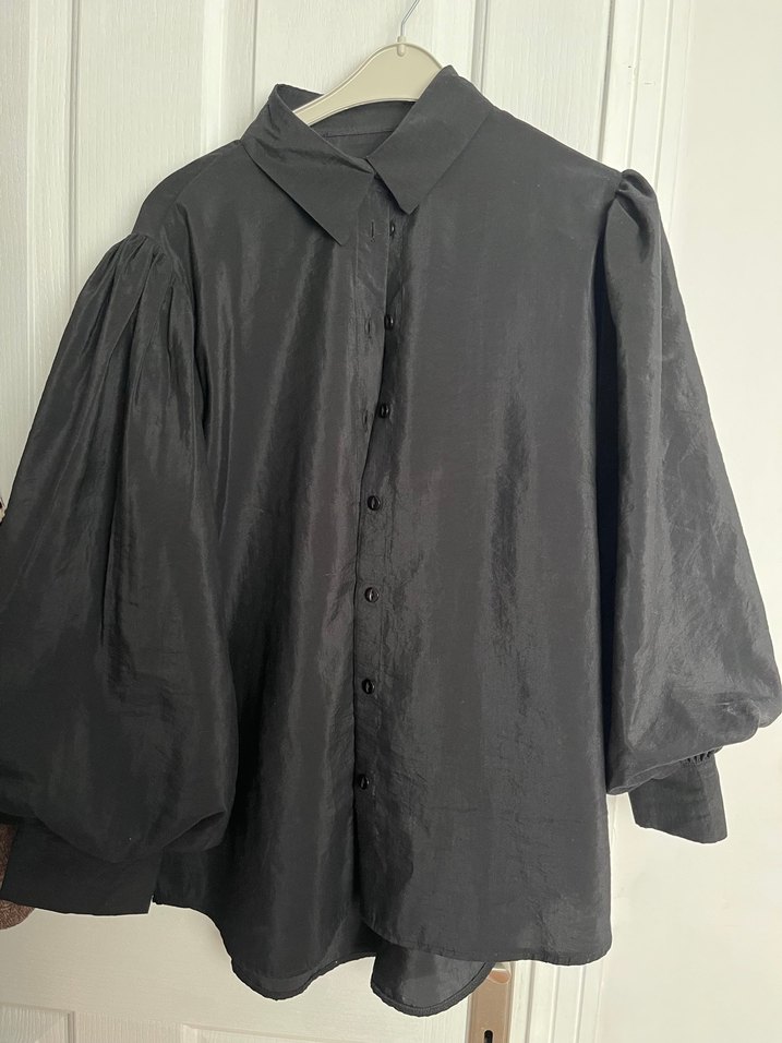 Siyah Keten Salaş Gömlek - Görsel 3