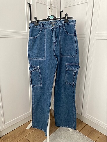 Mavi Kargo Cepli Yüksek Bel Wide Leg Jeans