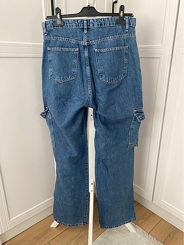 Trendyol & Milla Mavi Kargo Cepli Yüksek Bel Wide Leg Jeans