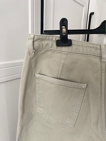 42 Beden Taş Cep Detaylı Yüksek Bel Wide Leg Kot Pantolon