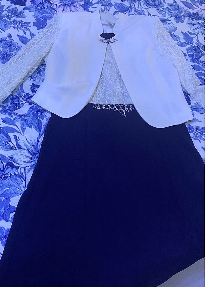 Siyah beyaz elbise abiye - Görsel 2