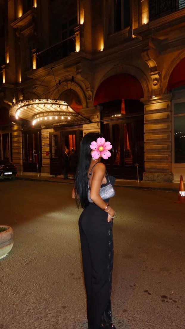 Siyah taş parıltılı pantolon - Görsel 2