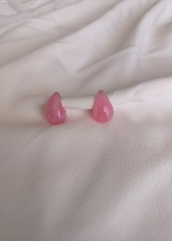 Pastel Pembe Midi Reçine Küpe