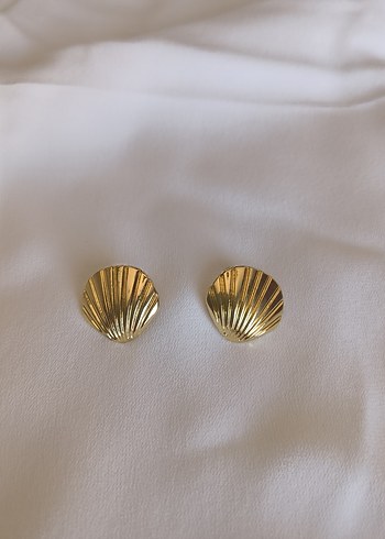 Gold Pliseli Midi Küpe