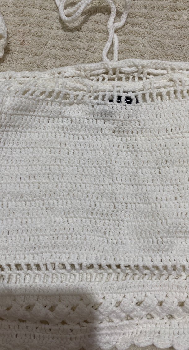 Kadın Beyaz Örgü Crop Top - Görsel 4