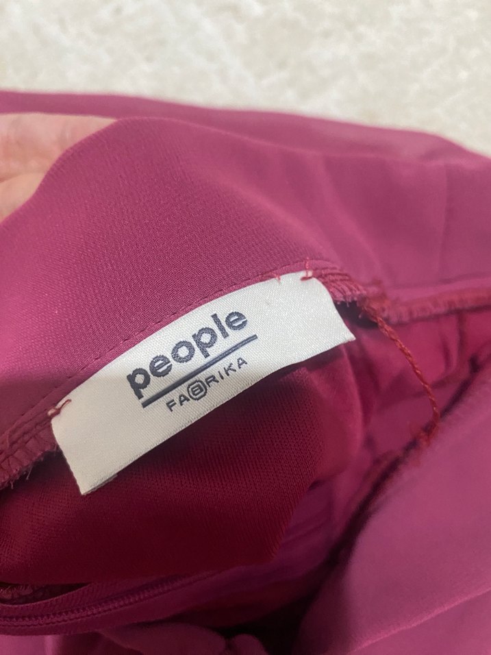 Bordo Midi Drapeli Kadın Etek - Görsel 3