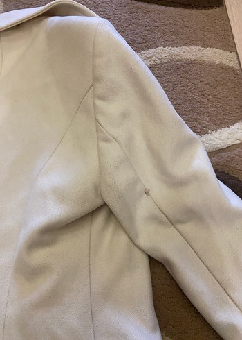 Düğmeli Beyaz Midi Kadın Kaban - Görsel 4