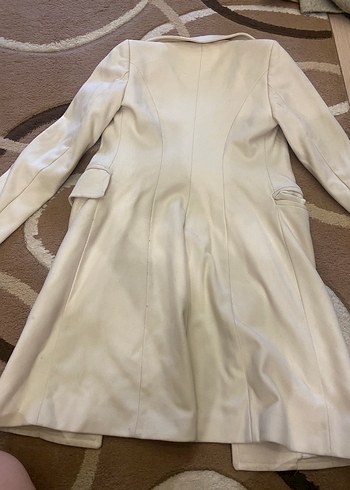 Düğmeli Beyaz Midi Kadın Kaban - Görsel 2