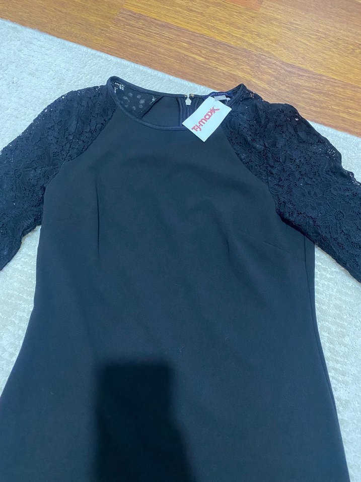 Siyah Uzun Kollu V Yaka Midi Elbise - Görsel 4