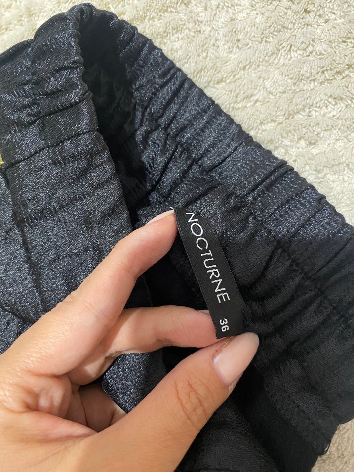 Kadın Siyah Saten Pantolon Yan Şeritli - Görsel 4