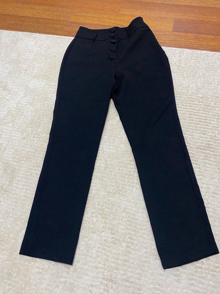 Kadın Regular Fit Siyah Kumaş Pantolon - Görsel 2