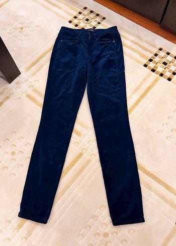 Massimo Dutti Koyu Lacivert Kadife Duz Paca Pantolon