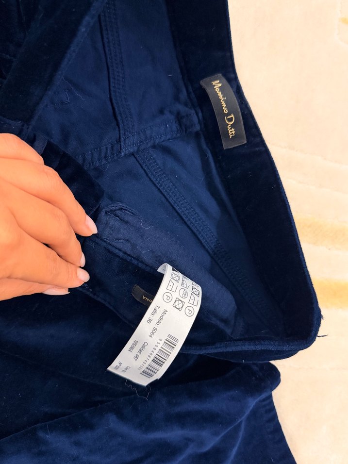 Koyu Lacivert Kadife Düz Paça Pantolon — görsel 2/4