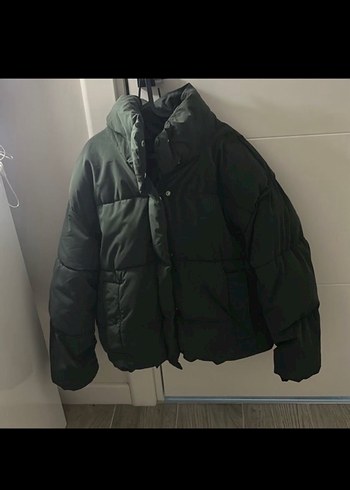 Düğmeli Yeşil Kadın Kışlık Mont - Görsel 2