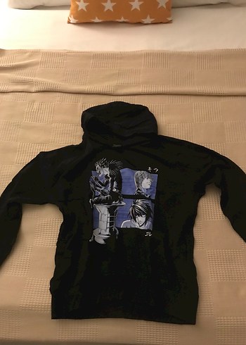 Kapüşonlu Siyah Baskılı Sweatshirt
