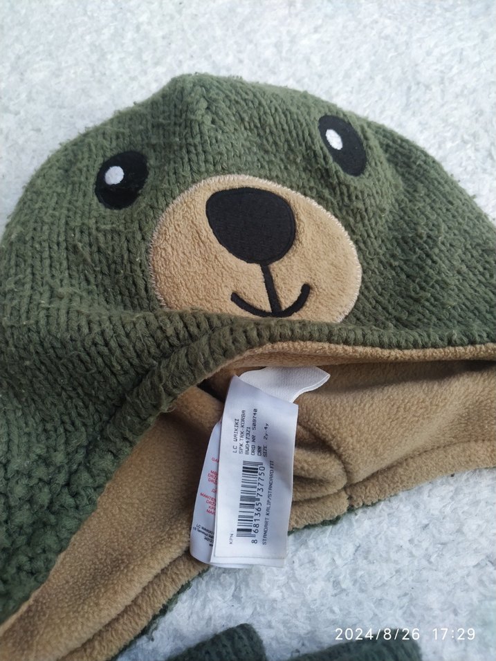 Erkek Çocuk Triko Ayıcıklı Bere Atkı Eldiven Seti - Görsel 2