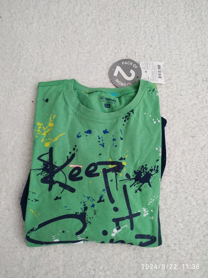 LCW  Erkek Çocuk Yeşil Baskılı Kısa kollu şortlu pijama takımı - Görsel 3