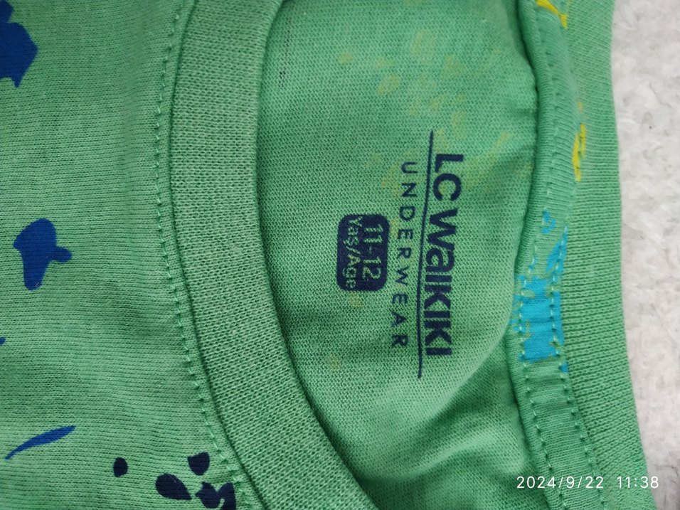 LCW  Erkek Çocuk Yeşil Baskılı Kısa kollu şortlu pijama takımı - Görsel 4