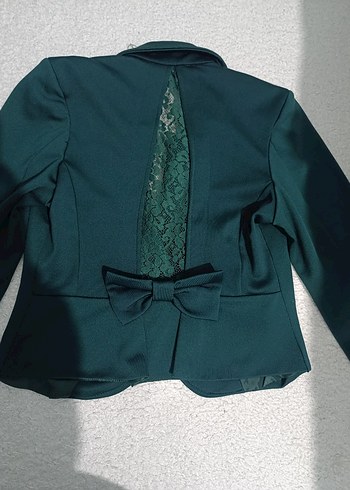 Düğmeli Koyu Yeşil Kısa Kadın Blazer - Görsel 2