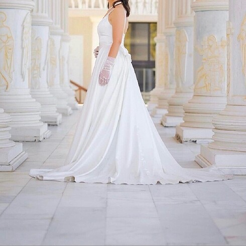 ACİL SATILIK Özel Dikim Saten Gelinlik - Görsel 2