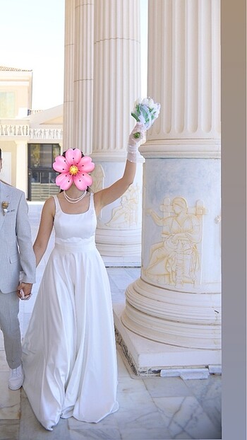 ACİL SATILIK Özel Dikim Saten Gelinlik - Görsel 5