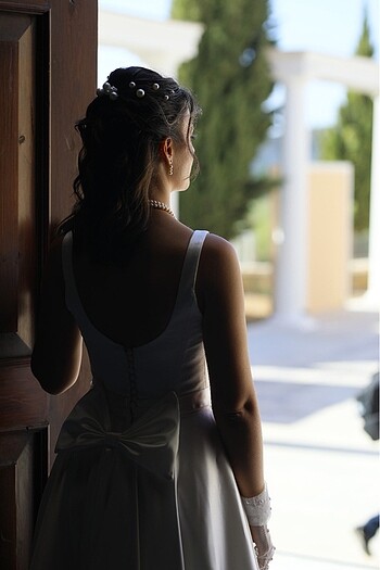 ACİL SATILIK Özel Dikim Saten Gelinlik - Görsel 3