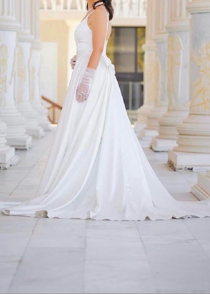 ACİL SATILIK Özel Dikim Saten Gelinlik - Görsel 2