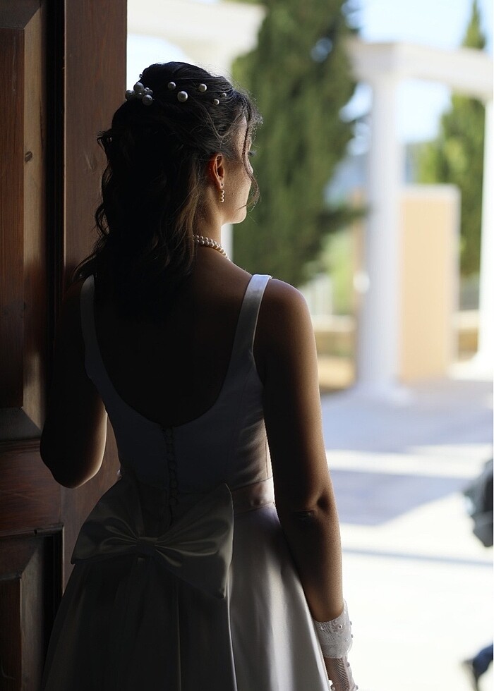 ACİL SATILIK Özel Dikim Saten Gelinlik - Görsel 3