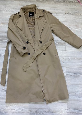 Pull Bear Bej Uzun Düğmeli Trençkot